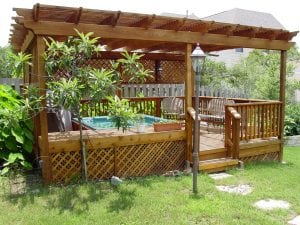 Outdoor Deck with Pergola and Hot Tub