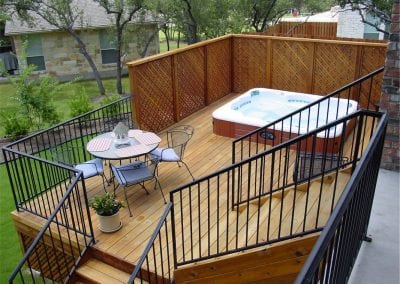 Deck with a Hot Tub with Lattice Wall